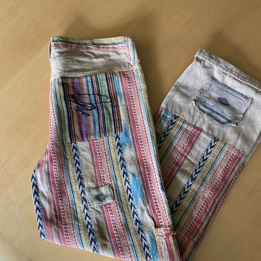 Jaded Gypsy Balinese Walks Magenta Stripe Multicolor Patchwork Pants